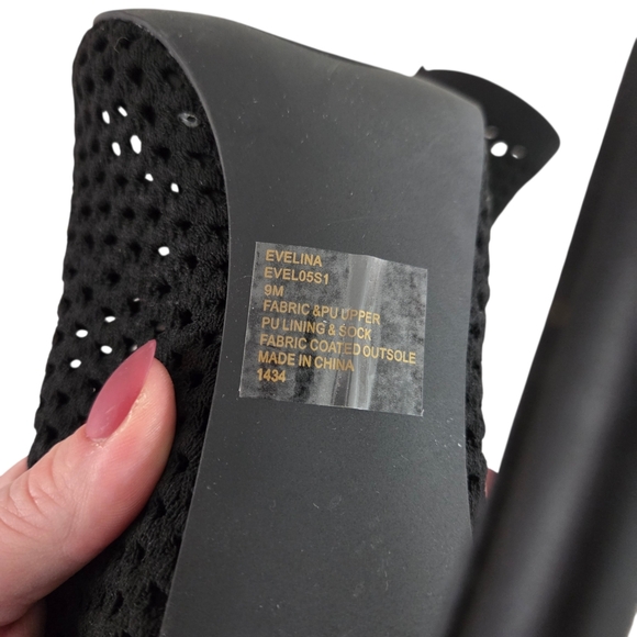 NWOT Steve Madden | Evelina Knit Mesh Stretch Vegan Leather Peep Toe Heel Bootie - Picture 9 of 12
